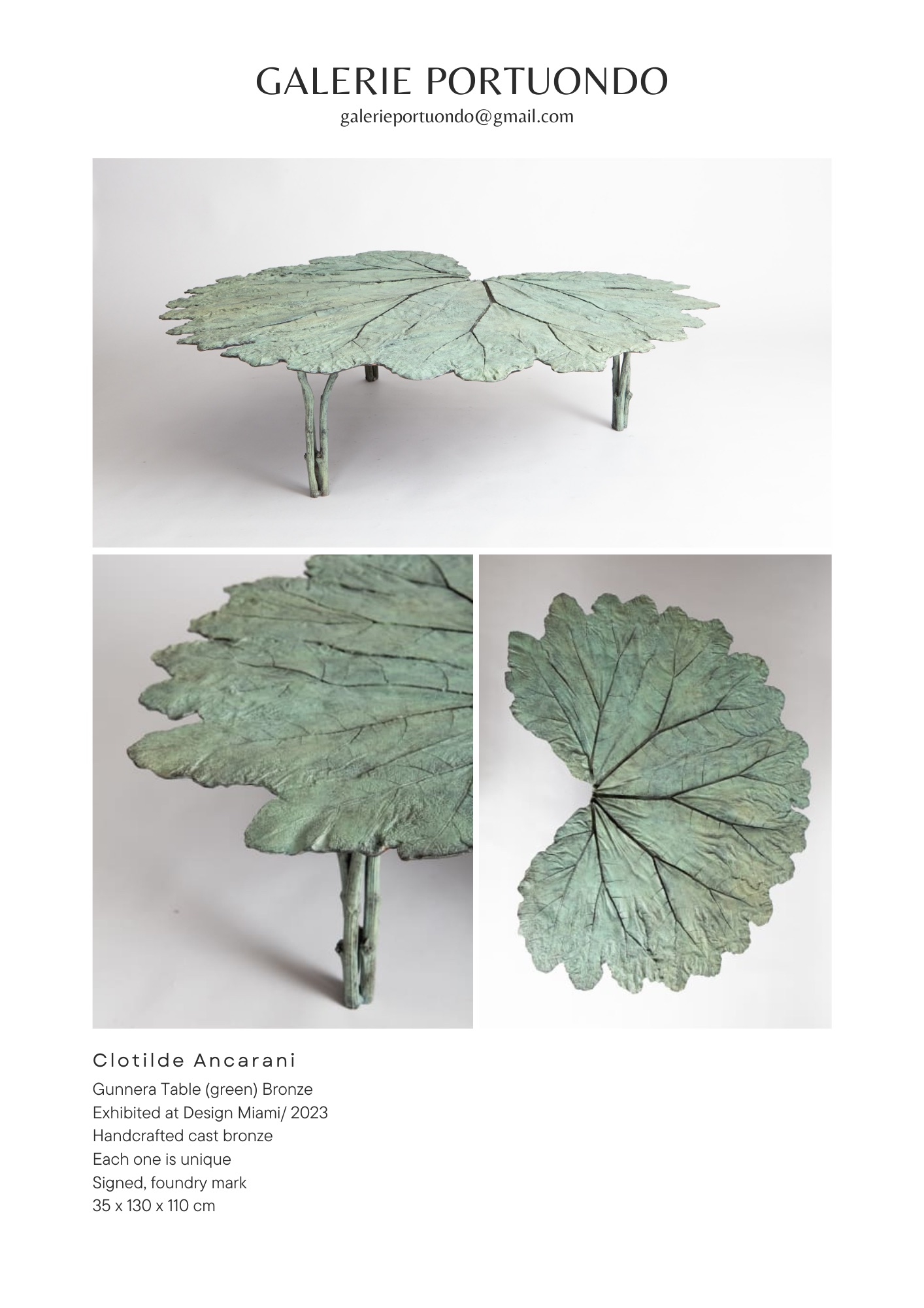 Bronze coffee table with green patina by Clotilde Ancarani | Paul